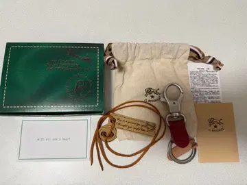 IL BISONTE 정품 천연 가죽 가죽 키링 레드 새상품