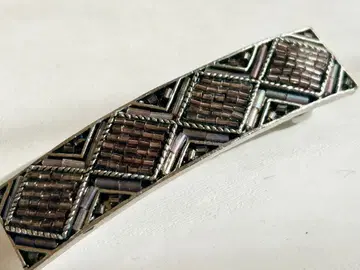 골동품 미사용 차분한 보라색 브라운 계열 비즈가 듬뿍 달린 빈티지 헤어핀