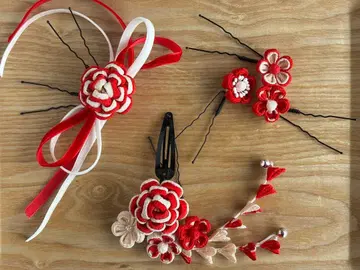 [츠마미자이쿠] 꽃 머리 장식 레트로