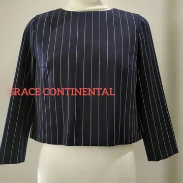 Grace Continental 스트라이프 노카라 풀오버 네이비