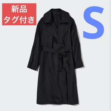 유니클로 더블 페이스 롱 코트 블랙 S