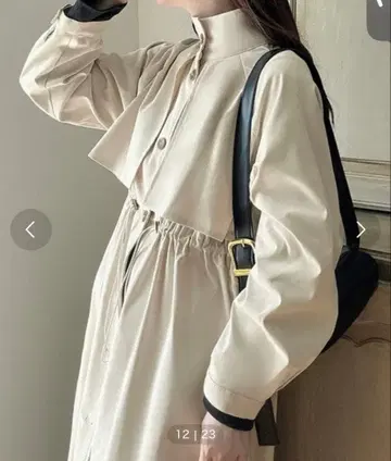 메이루 스탠드 카라 롱 코트