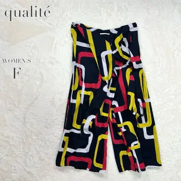 [칼리테] 올 패턴 랩 팬츠 와이드 팬츠 캐주얼 화려한 리본 끈 벨트