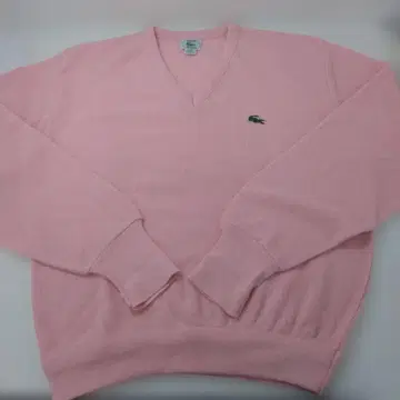 [535] LACOSTE V넥 니트 스웨터 핑크 L 사이즈