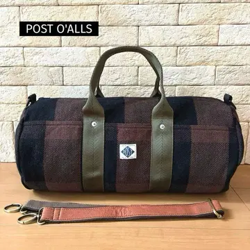 POST O'ALLS 드럼형 보스턴 백 울 체크 무늬