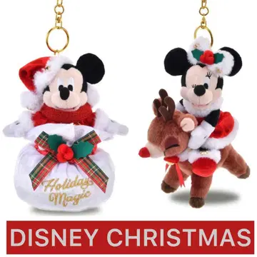 미키 미니 봉제 인형 키링 키체인 CHRISTMAS