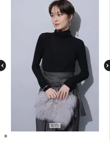 아르페쥬 스토리 시어 리브 터틀 니트 블랙