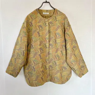 빈티지 일본제 올 패턴 자켓 아트 골드 버튼 민족 패턴 네이티브 무늬 L