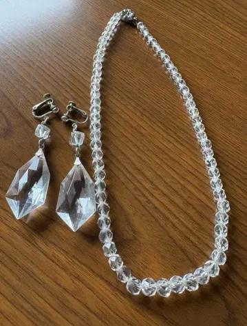 크리스탈 목걸이 귀찌 세트