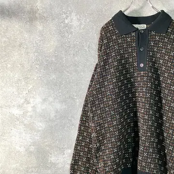 GOOUCH 니트 스웨터 긴팔 블랙 브라운 울 아크릴