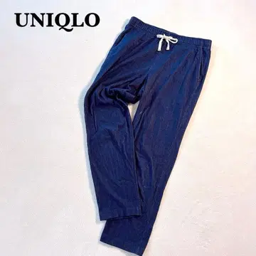 유니클로 UNIQLO 데님풍 이지 팬츠 M 네이비 캐주얼 면 혼방