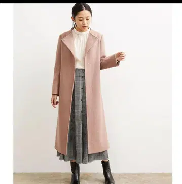 VIS 울 혼방 핑크 롱 코트