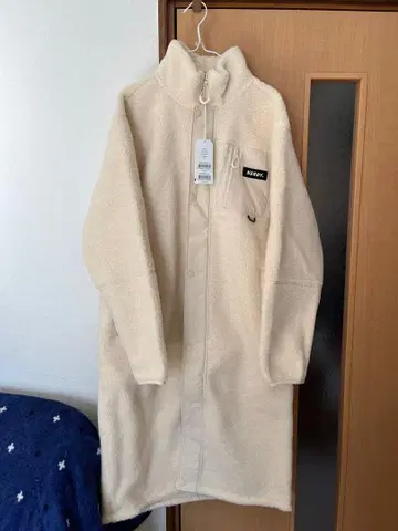 NERDY 플리스 스탠드넥 롱 자켓 M 크림