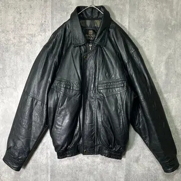 안감 올 패턴 가죽 자켓 블랙 부드러운 빈티지