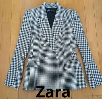 Zara 체크 무늬 더블 브레스트 자켓
