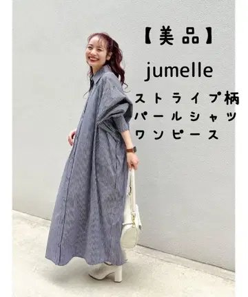 [ 새상품급 ] jumelle 스트라이프 펄 패턴 셔츠 원피스