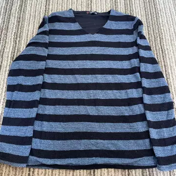 Gangshibo 3XL 블랙과 그레이 스트라이프 스웨터