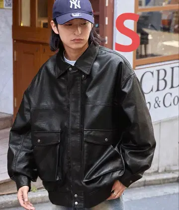 [ 새상품급 ] MONO-MART 가죽 자켓 블루종 블랙 S 사이즈