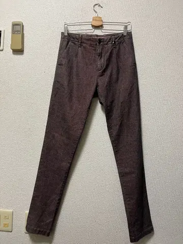 미스 헤링본 스키니 팬츠 / 46 블랙 x 살몬 핑크 스트레치