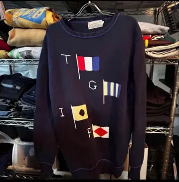 국기 네이비 스웨터 남성용 L 사이즈