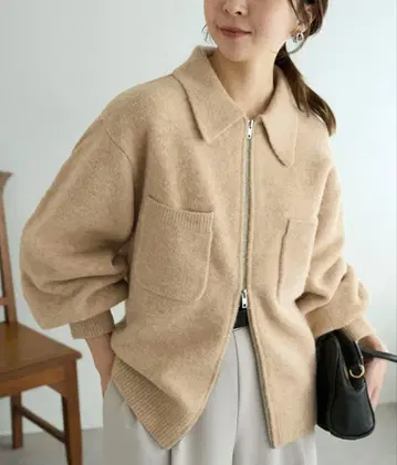 DISCOAT 더블 지퍼 니트 자켓