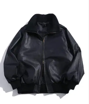 starting over 빈티지 라이크 PU 가죽 더블 지퍼 블루종