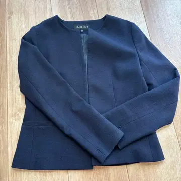 INDIVI 네이비 노카라 자켓 38