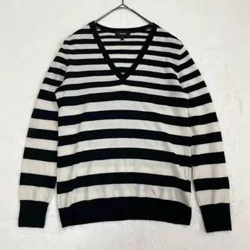 띠어리 캐시미어 100% 보더 V넥 니트 S 사이즈 스웨터