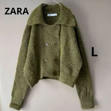 새상품급 ZARA 니트 랩 가디건 울 혼방 더블 버튼 그린
