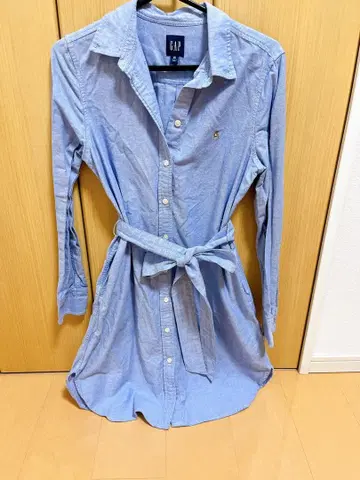 GAP 벨트 포함 데님 셔츠 원피스 XS 라이트 블루