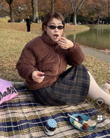 브라운 코듀로이 다운