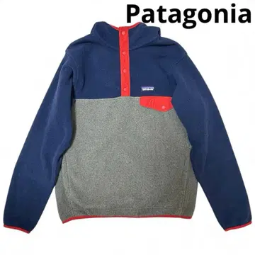 Patagonia 플리스 자켓 네이비/그레이/레드 후드 부착
