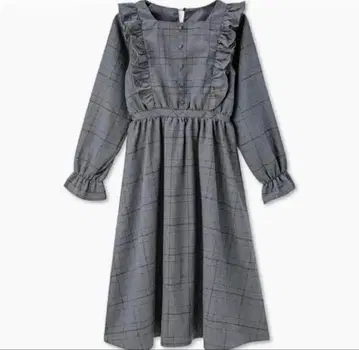 시마무라 아오키 미사코 프릴 원피스 그레이 미사용 새상품 택 포함