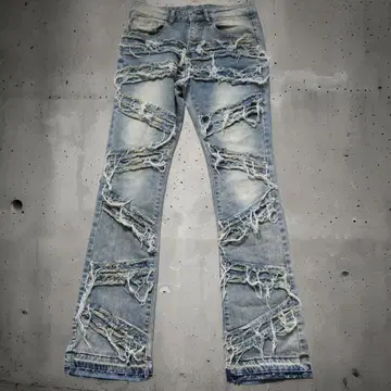 MANFINITY 데미지 가공 데님 팬츠 프린지 스트레치