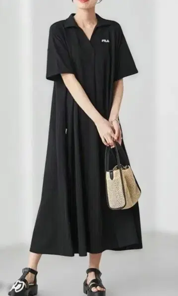 FILA 플레어 폴로 원피스 블랙