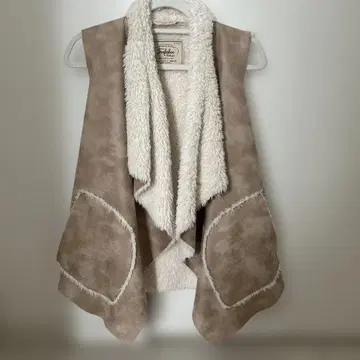 ZARA 인조 모피 베스트 베이지 무스탕 보아