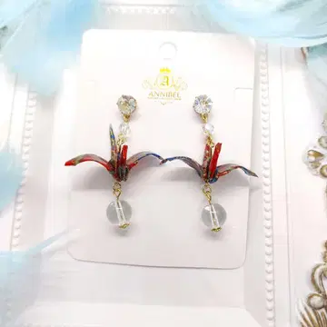 [ 핸드메이드 ] 유젠 화지 종이학 귀걸이