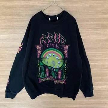 ACID 사이키델릭 스컬 프린트 맨투맨 트레이닝복 블랙 해골