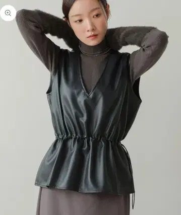 Bab 페플럼 인조 가죽 베스트 부즈루드