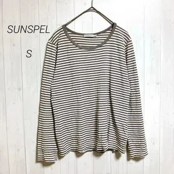 SUNSPEL 긴팔 티셔츠 보더 S 얇은 소재 그레이