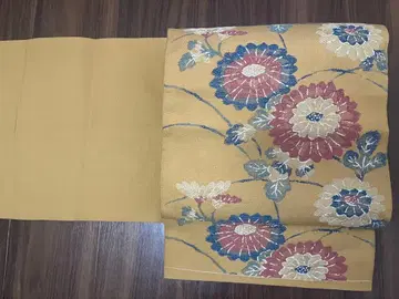 [ 58 ] 오비야 스테마츠 나고야 오비 팔촌 순수 실크  중고 국화