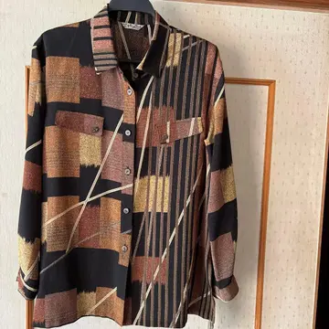 긴팔 블라우스 셔츠 기하학 패턴 11호