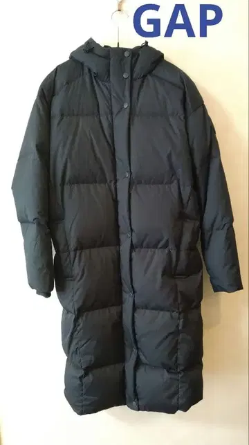 새상품급 GAP 롱 다운 코트 블랙 여성용 더블 지퍼 벤치 코트