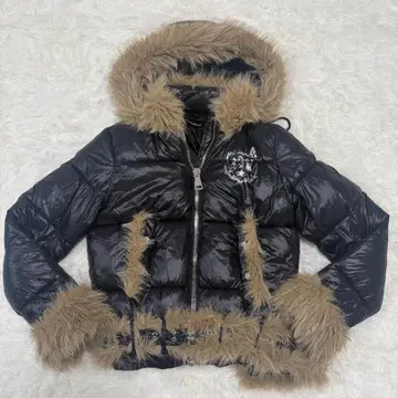 RACER WORDWIDE 퍼 다운 자켓 백 로고 라이더