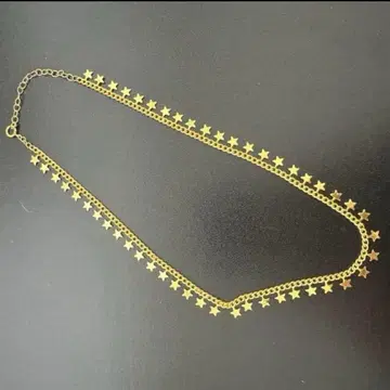 별 모양 참 골드 체인 목걸이 반지 세트