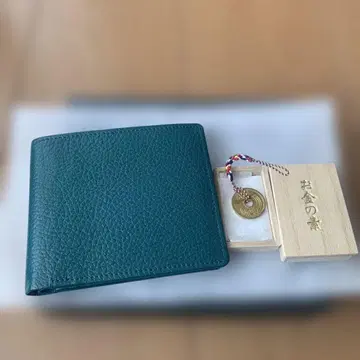 그린 가죽 접이식 지갑 부적 포함