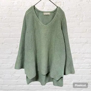 11282 어반 리서치 V넥 니트 스웨터 그린 앞뒤 트임 구제 의류