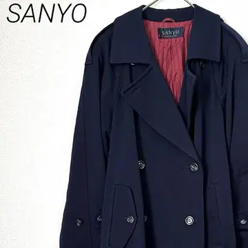 SANYO 트렌치코트 모 100% 안감 부착 포켓 부착 심플 겉옷