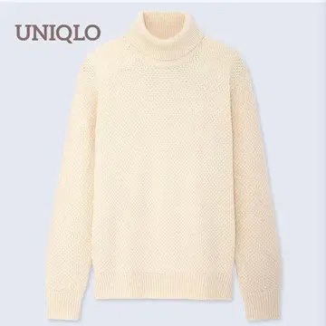 [ 유니클로 ] 미들 게이지 터틀넥 스웨터 긴팔 니트 남성용 화이트