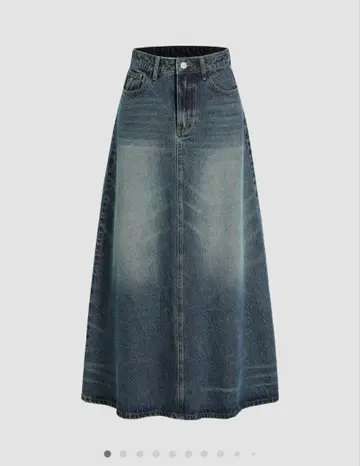 CIDER 데님 미드 허리 솔리드 포켓 맥시 스커트 M